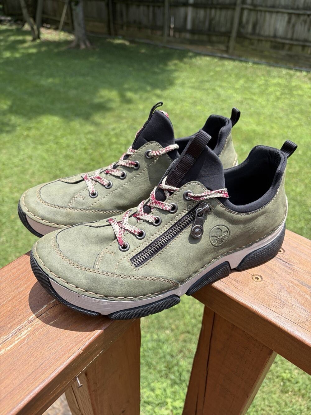 Rieker Womens Angela Sneaker - Liane/Schwarz Olive Green Hiking Size 40